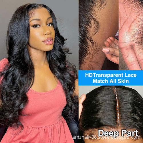 Hd Full 360 Lace Frontal Wig Raw Brazilian Virgin Body Wave Natural Color Human Hair Transparent Lace Front Wigs For Black Women